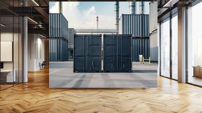 Cargo containers at a container terminal. Cargo freight transportation Wall mural