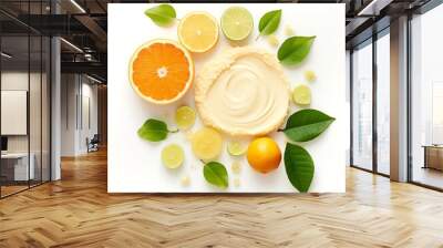 Citrus skincare product on white background Wall mural