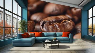 Closeup view of fresh coffee beans Wall mural