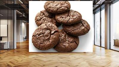 Delicious chocolate cookies isolated on white background Wall mural