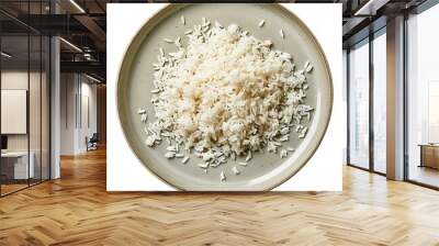 Plate of rice isolated on white background Wall mural