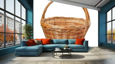 Stylish wicker basket isolated on white background Wall mural