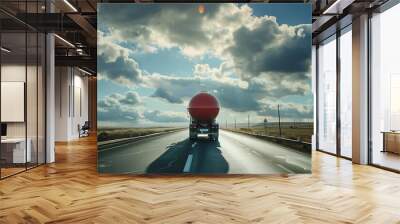 Tanker truck on the highway with blue sky Wall mural