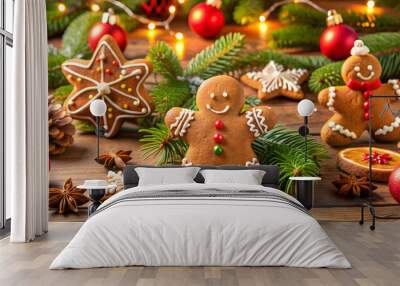 christmas celebration with gingerbread Wall mural