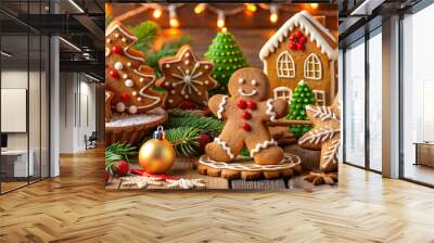 christmas celebration with gingerbread Wall mural