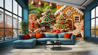 christmas celebration with gingerbread Wall mural