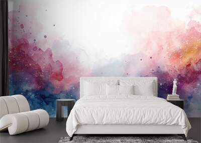 creative multicolor water paint background isolated on white card, greeting cards , covers, banners and posters for walls, beautiful paint art Wall mural