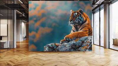 Earth Day or World Wildlife Day concept. near extinction tiger , leopard, lion , Save our planet, protect green nature and endangered species, biological diversity theme	
 Wall mural