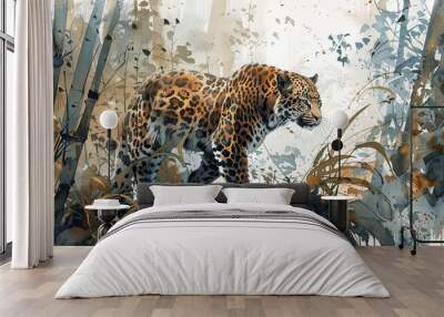 endangered specie of tiger , Earth Day or World Wildlife Day concept. Save our planet, protect green nature and endangered species, biological diversity theme Wall mural