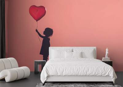 May 25th - International Missing Children's Day , a child silhouette with a balloon flying up in sky , lost child  Wall mural