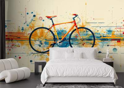 World bicycle day concept International holiday june 3, bicycle with colorful paint art background, banner, card, poster with text space Wall mural