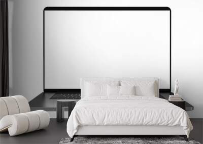 Laptop a rectangular screen for inserting images, isolated on white background, dark aluminium body. Whole in focus. High detailed. Template, mockup. Wall mural