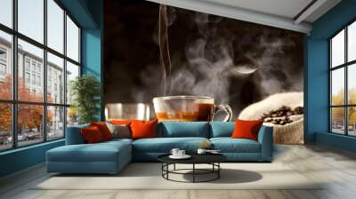 cup of coffee with smoke Wall mural