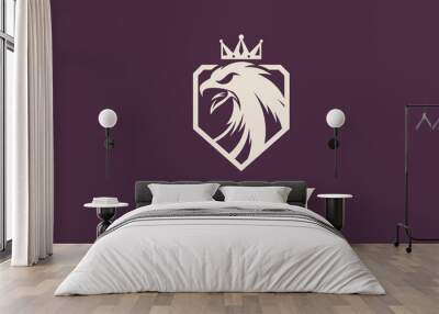 Eagle head logo with a crown on it Wall mural