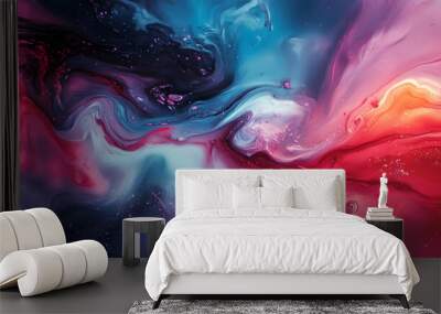 Abstract Art: A splash of bold and pastel colors in abstract forms, creating a visually dynamic and artistic aesthetic Wall mural