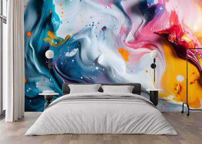 Abstract Art: A splash of bold and pastel colors in abstract forms, creating a visually dynamic and artistic aesthetic Wall mural