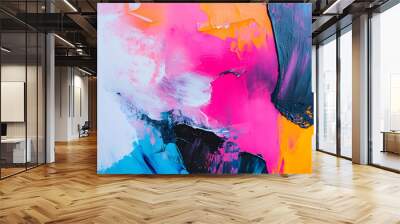 Abstract Art: A splash of bold and pastel colors in abstract forms, creating a visually dynamic and artistic aesthetic Wall mural