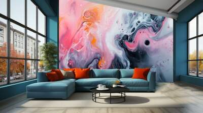 Abstract Art: A splash of bold and pastel colors in abstract forms, creating a visually dynamic and artistic aesthetic Wall mural