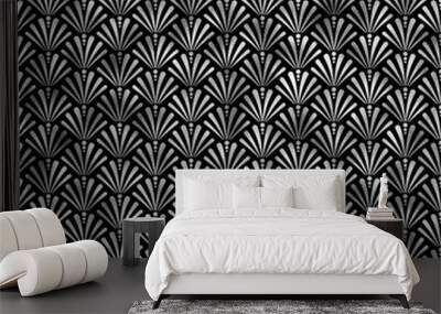 Art Deco Seamless Pattern - Repeating metallic pattern design with art deco motif Wall mural