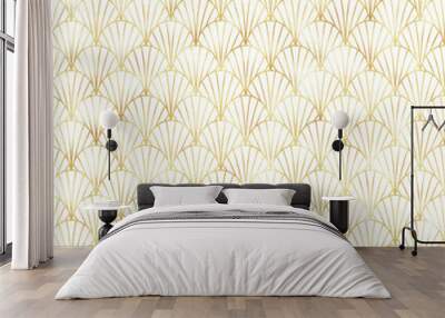 Art Deco Seamless Pattern - Repeating metallic pattern design with art deco motif Wall mural