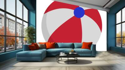 Beach Ball - Red and white inflatable beach ball isolated on white background Wall mural