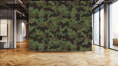 Camouflage Seamless Pattern - Abstract design of camouflage in green and brown colors Wall mural