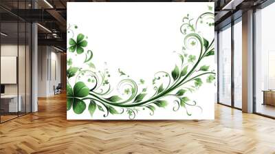 Green Floral Design with Shamrock Wall mural