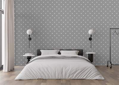 Polka Dots Seamless Pattern - Tiny white polka dots on gray background Wall mural