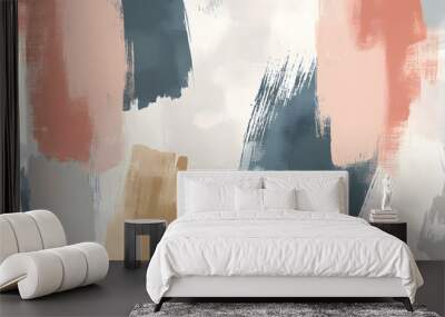 Random brush strokes in muted colors on a plain background, offering an artistic yet minimalist vibe Wall mural