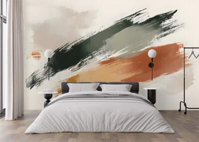 Random brush strokes in muted colors on a plain background, offering an artistic yet minimalist vibe Wall mural