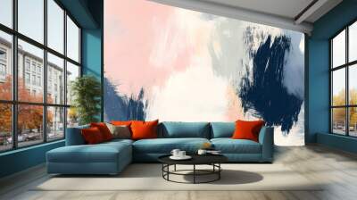 Random brush strokes in muted colors on a plain background, offering an artistic yet minimalist vibe Wall mural