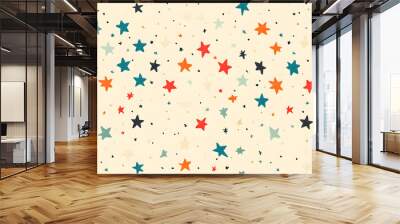 Repeating small icons, like stars, dots, or simple symbols, evenly spaced on a neutral background for a subtle pattern. Wall mural