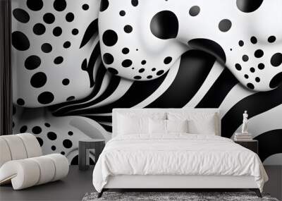 Stick to monochrome patterns like stripes, polka dots, or abstract swirls for a visually interesting yet subtle design Wall mural