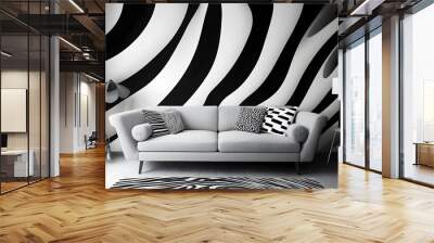 Stick to monochrome patterns like stripes, polka dots, or abstract swirls for a visually interesting yet subtle design Wall mural