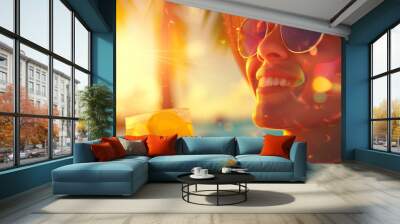 person with orange juice Wall mural