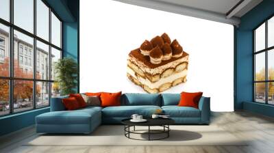 Freshly baked delicious tiramisu isolated on a white background Wall mural