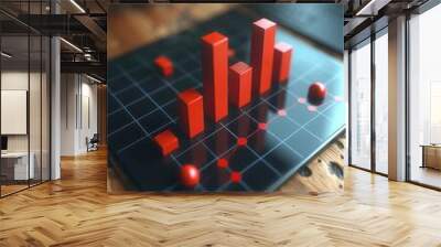  3D icon of a business chart with declining red bars
 Wall mural