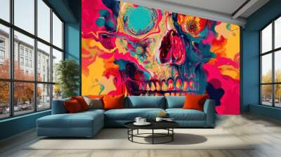  Red, US innovation, fantasy illustrations filled with bright and bold colors, psychedelic poster art, 4k Wall mural