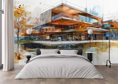 Architecture drawing banner background for design Wall mural