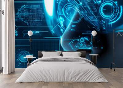 Futuristic Vision: Close-Up of High-Tech Glasses Wall mural