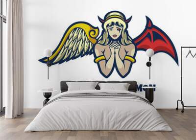 Illustration vector graphic of Angel Half Demon, good for logo design Wall mural