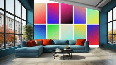 Set of blurred vibrant gradient background. Noise grain texture, colorful gradation. Soft, smooth 90s gradient Wall mural