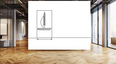 Refrigerator continuous one line drawing vector illustration, Refrigerator in one line style. Refrigerator vector illustration in one continuous line Wall mural