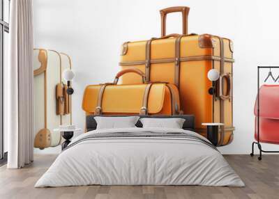 Travel bags in different styles set isolated on transparent background Wall mural