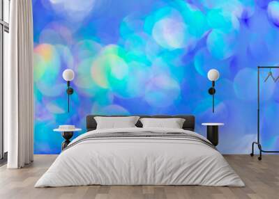 Colorful blue blurred background, flickering holiday Wall mural