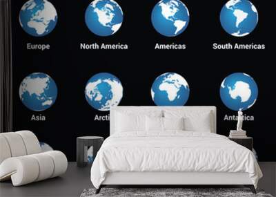 Globe of Each Continent Wall mural