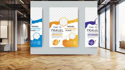 Travel Agency Flyer Layout  with 3 Colorful Accents and Grayscale Elements Wall mural