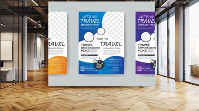 Travel Flyer Template  Layout with 3 Colorful Accents and Grayscale Elements Wall mural