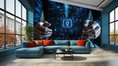 Data protection privacy concept - Cyber security network Wall mural