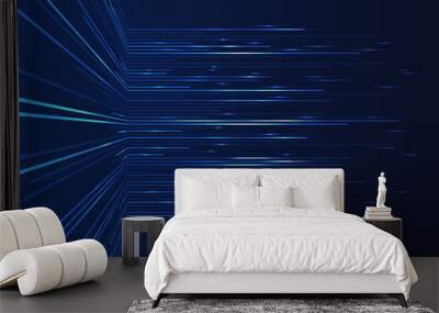 Abstract blue lines on dark background. Wall mural